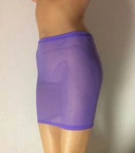 Net Mini Skirt Sexy Lilac Purple Mesh See Through Stretch Pole Dancer Party M143 - Picture 1 of 6