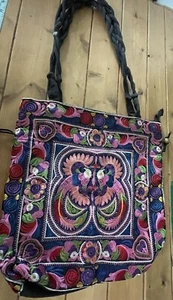 Embroidered Tote Bag Floral Shopper - Picture 1 of 12