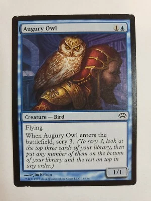 MTG Magic The Gathering Card Augury OwlCreature Bird Blue Planechase 2012  - Image 1 of 2