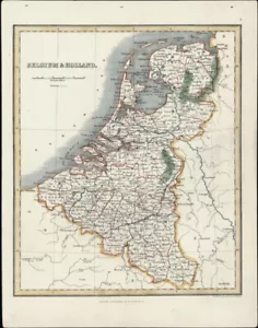 1845 Alexander Findlay antica mappa di Olanda, Belgio e Olanda - Foto 1 di 2