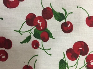 CHERRY ON WHITE PRINT POLY COTTON FABRIC 58" WIDE BY THE YARD  - Picture 1 of 1