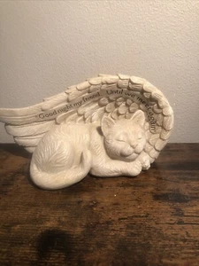 Cat memory stone sleeping cat In angel wings figurine (B2) - Picture 1 of 8