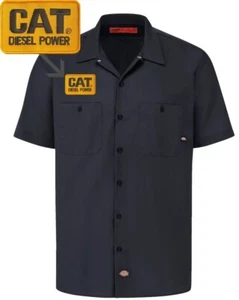 CAT Diesel Retro Patch DICKIES Short Sleeve Work Shirt Classic Caterpillar S-5X - Picture 1 of 5