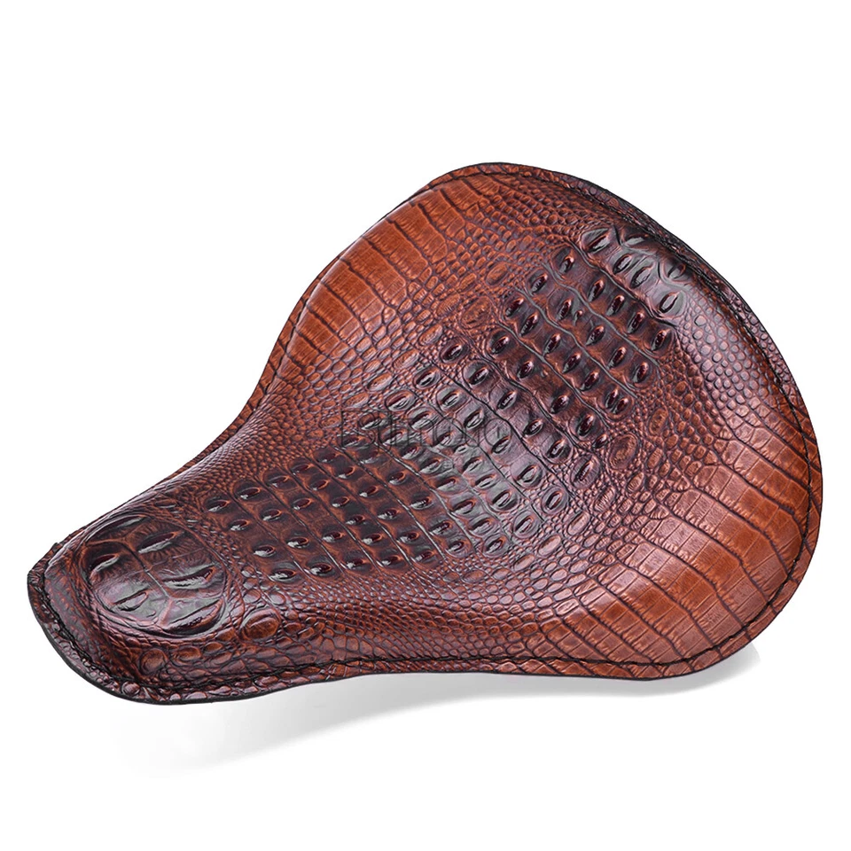 Brown Motorcycle Alligator Large Solo Seat For Harley Heritage Softail Springer - Image 1 of 4