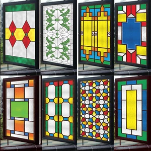 Geometrische Fenster Folie Mattiert Buntglas Nicht Selbstklebend Haft Glas Decke - Bild 1 von 18
