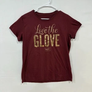 Rawlings T-Shirt Damen L weinrot Love the Glove Grafik Tee Baumwolle Softball - Bild 1 von 5