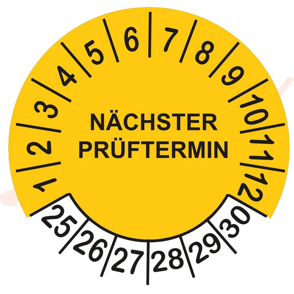 BEST OF STICKERS 50 NÄCHSTER PRÜFTERMIN 2025-30 Prüfplaketten Prüfetiketten Gelb Ø 30 mm