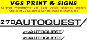 270 AUTOQUEST WOHNWAGEN/WOHNMOBIL AUFKLEBER FARBWAHL #009 - Bild 1 von 3