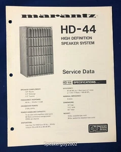 Original Marantz HD-44 / Speaker System Service Manual - Picture 1 of 1