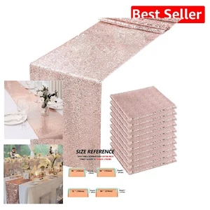 Dazzling Rose Gold Sequin Table Runners 12"x108" - Perfect for Special Occasions - Picture 1 of 11