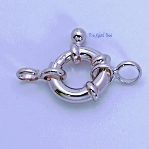12MM Rhodium Sterling Silver Fancy Designer Spring Bolt Ring Sailor's Clasp - Picture 1 of 7