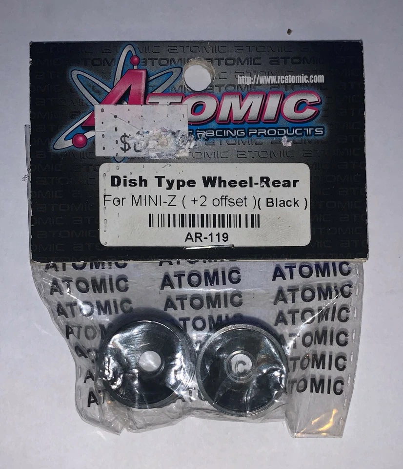 ATOMIC AR-119 DISH TYPE WHEEL-REAR FOR MINI-Z ( +2OFFSET ) , BLACK  - Image 1 of 1