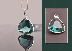 925 Argento Sterling Verde Blu Zaffiro Gemma Mano Ciondolo Lei Fest Regalo - Foto 1 di 7