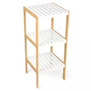 3 Tier Book Shelf Unit Bamboo Bookcase Bathroom Kitchen Storage Rack Display - Picture 1 of 4