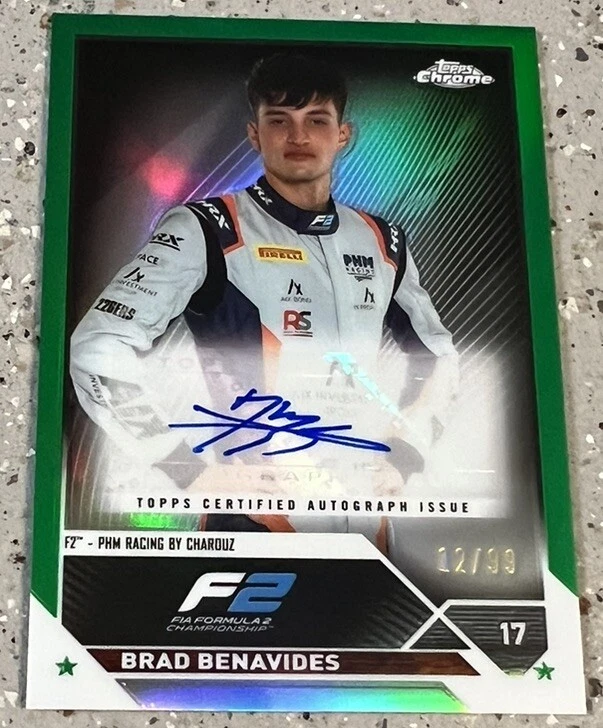 2022 Topps Chrome F2 Racing Green /99 Brad Benavides Auto No. CAC-BB! - Image 1 of 2