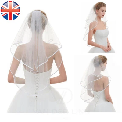 VDL Veil Comb White Bride to Be Hen Night Wedding Party Accessories 2 Tier