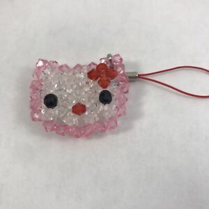 Hello Kitty Handmade Beaded Charm Kitty Chan Pink White Phone Charm