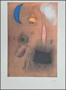 JOAN MIRO * Figures in the Night * 78 x 57 cm*signed lithograph*limited # 78/150 - Imagen 1 de 9