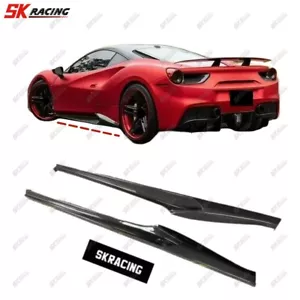 2PCS NEW Real Carbon Fiber Sideskirts Side Skirt Lip Cover Fits For Ferrari 488 - Picture 1 of 21