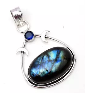 Natural Labradorite Gemstone 925 Sterling Silver Handmade Jewelry pendant - Picture 1 of 7