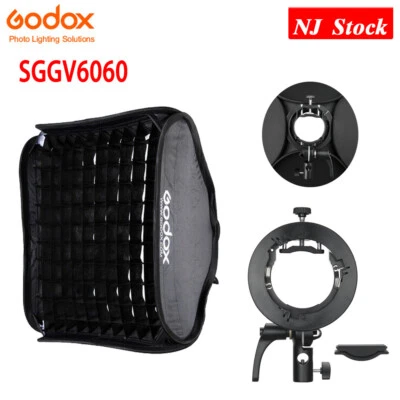 Softbox plegable Godox 60X60 cm EE. UU. con rejilla + soporte S2 para luz de flash de cabeza redonda Foto 1 de 4