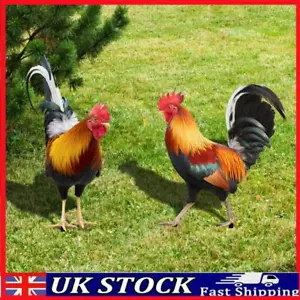 2PCS Chicken Sculpture Ornamental Rooster Decor Garden Statue Acrylic for Easter - Picture 1 of 12
