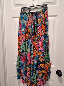 Vintage Midi CinchSkirt made in India donna media lunga morbida e fluida colorata - Foto 1 di 4