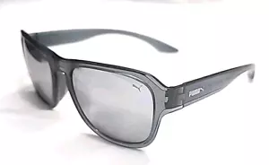 Puma PU0112SA 002 Gray Silver Square Sunglasses 56-19 140 New Box Pouch - Picture 1 of 8
