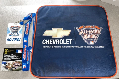 2005 MLB All-Star Game Seat Cushion. Detroit. + Pepsi Lanyard Comerica Park Cover