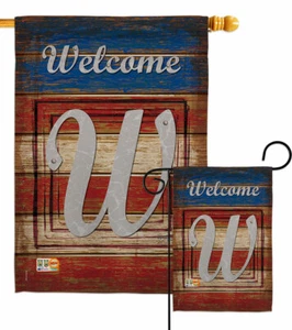 Patriotic W Initial Garden Flag Americana Decorative Gift Yard House Banner - Picture 1 of 19