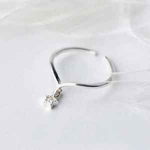 Anillo meñique de plata esterlina 925 Chevron V Wisbone Star Midi nudillos A3778 - Imagen 1 de 5