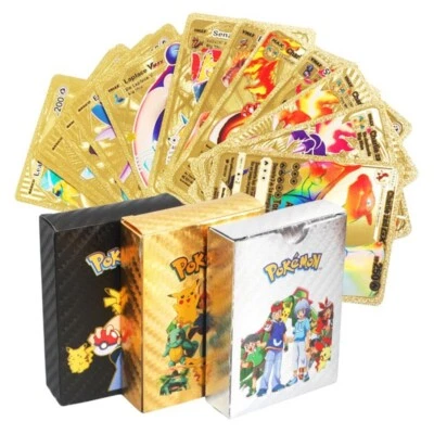 MARKENLOS 55 piezas cartas Pokemon / oro/negro/plata cartas coleccionables juegos de cartas juegos de cartas