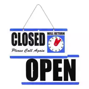 Retail Store Open/Close Signs for Business Office Hours & Will Return Clock - Picture 1 of 5