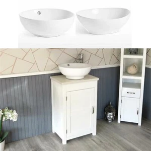 Cloakroom Bathroom Vanity Unit White Wash Stand White Quartz Stone Ceramic Basin - Picture 1 of 12