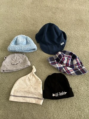 Lot of 6 Baby Boy Infants Hats Various Brands and Styles - Image 1 of 4