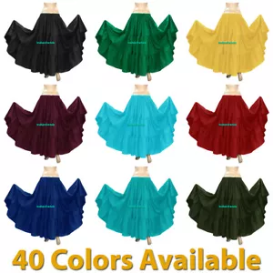 100% Cotton 10 Yard 3 Tiered Gypsy Skirt Belly Dance Flamenco Soft Jupe Rock - Picture 1 of 41