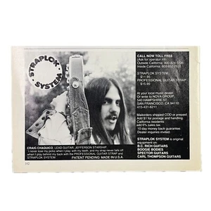 Guitarra Straplok System Print Ad 1978 5,5x8" vintage años 70 Jefferson Starship - Imagen 1 de 2