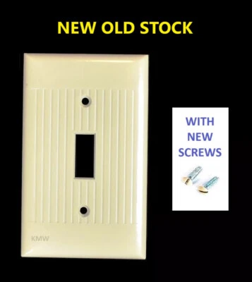 Новый из старых запасов - винтажный ребристый бакелитовый переключатель настенная пластина дуплексный чехол цвета слоновой кости Sierra - Изображение 1 из 2