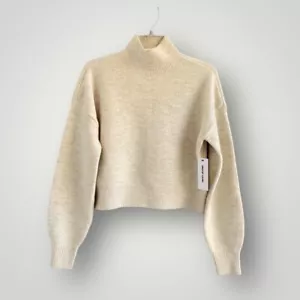 DKNY Jeans maglione donna girocollo crop taglia XS beige misto lana nuovo con etichetta - Foto 1 di 10