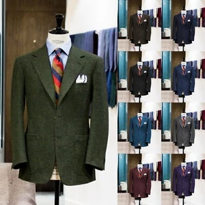 100% Wool Men's Jacket Vintage Single Breasted Notch Lapel Prom Party Blazer - Picture 1 of 22