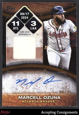 2025 Topps Rounding the Bases Naranja Marcell Ozuna Juego Usado Base Reliquia Automático/25 Foto 1 de 2