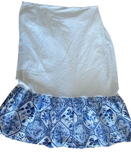 Jupe de lit queen octogonale blanche bleue Ralph Lauren Palm Harbor LIRE - Photo 1/9