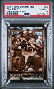 2015 Topps Chrome Mini Tom Brady #50 Sepia Refractor PSA 10 💎 Pop 26 Rare! - Picture 1 of 2