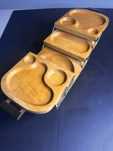 Bandeja para servir buffet expandible de 3 niveles moderna de madera de mediados de siglo KAROFF DE COLECCIÓN - Imagen 1 de 10