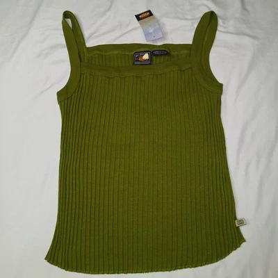 Vtg Route 66 Green Ribbed Y2K Knit Cotton Tank Top Stretchy Size Ladies XL NWT - Image 1 of 3
