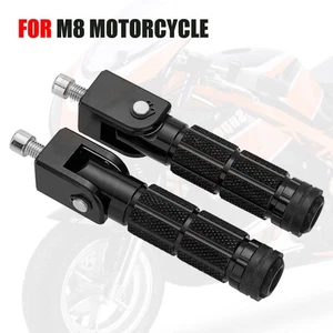 2 Pcs M8 8mm Motorcycle Motor Bike Folding Footrests Footpegs  Rear Pedals Set - Picture 1 of 7