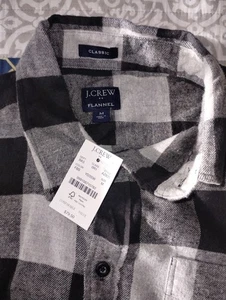 J Crew Hemd Herren Large schwarz-weiß Buffalo kariert Flanell Knopfleiste  - Bild 1 von 4