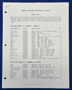 Original Fender "The Twin" Verstärker Schaltplan & Ersatzteilliste - Bild 1 von 1