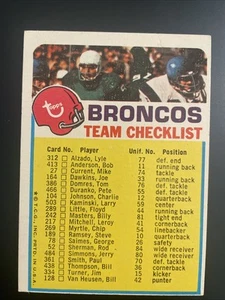 1973 Topps Denver Broncos Team Checklist EX MT - Picture 1 of 2