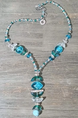 Collar Antica Murrina Elite Azul Blanco Estrás Incoloro Tono Plata Foto 1 de 4